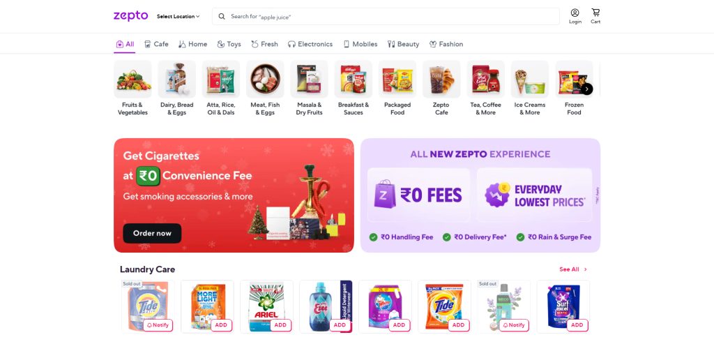 Zepto is an Indian quick commerce (q-commerce) platform