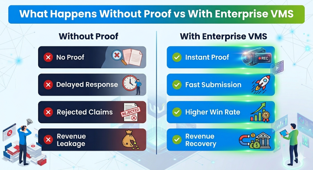What happens without proof vs with vms