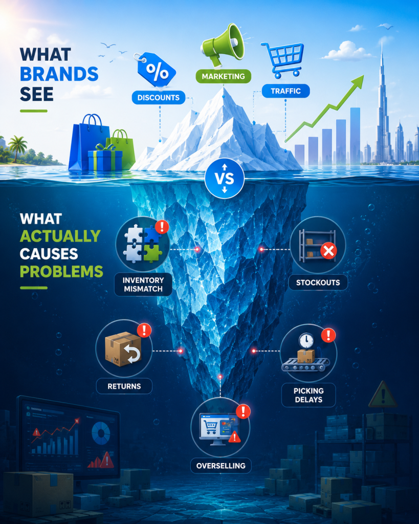E-commerce iceberg visible growth vs hidden issues