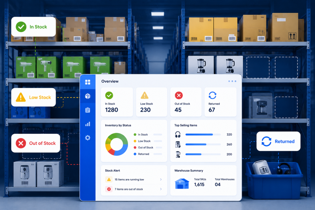 Warehouse inventory dashboard overview