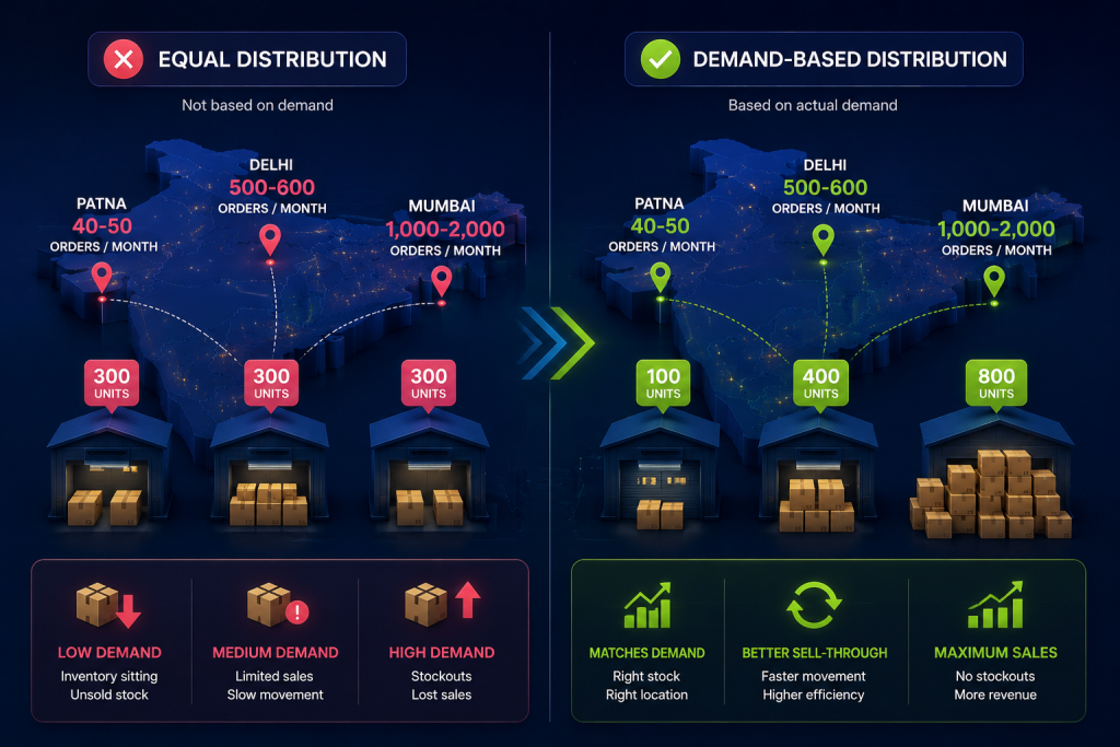 Demand-based distribution vs equal distribution